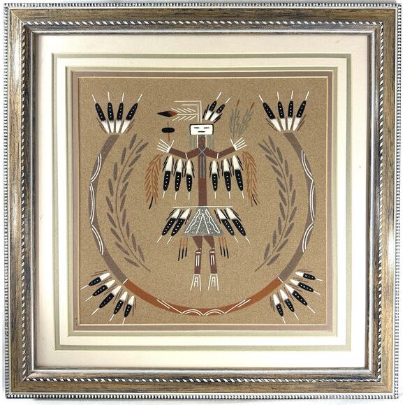 Other - Navajo Yei Sandpainting Framed Artwork 18x18 Southwestern Native American Art